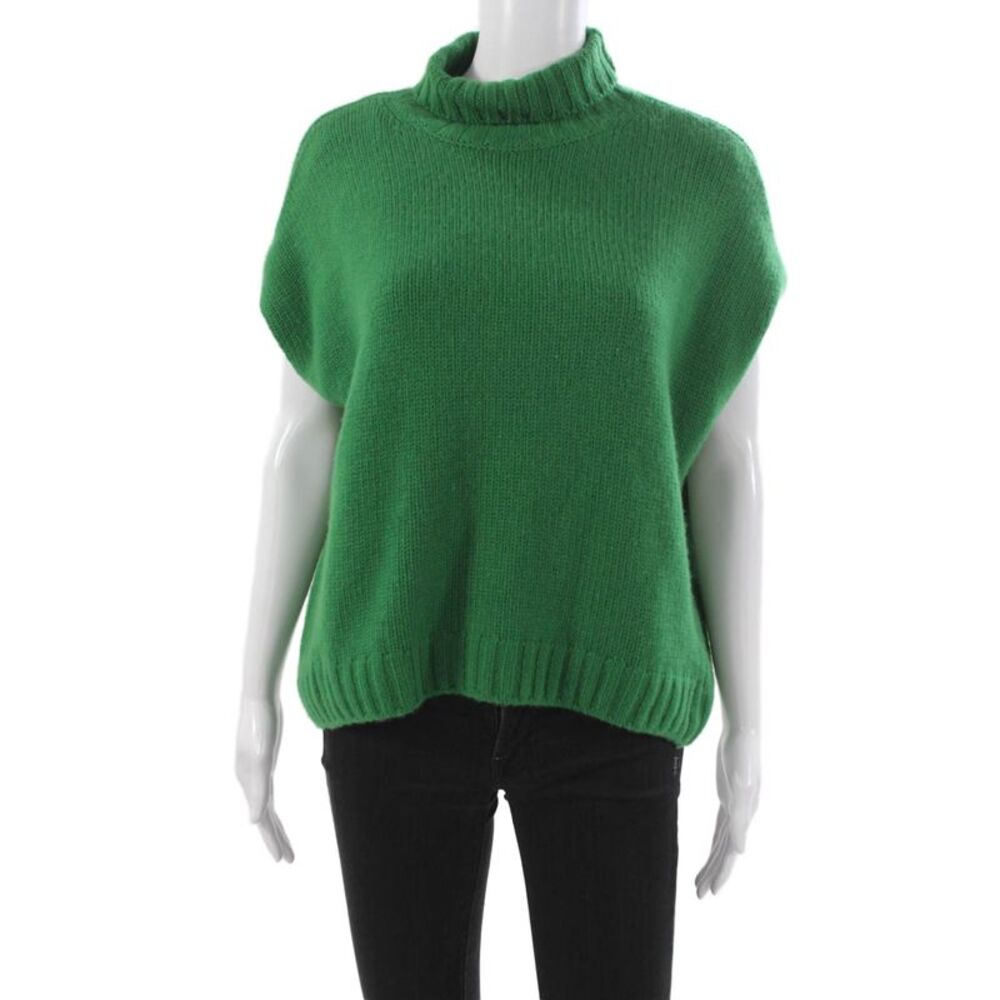 Organic John Patrick Unisex Adults Overcoat Wool Green Zip High Neck Size XS